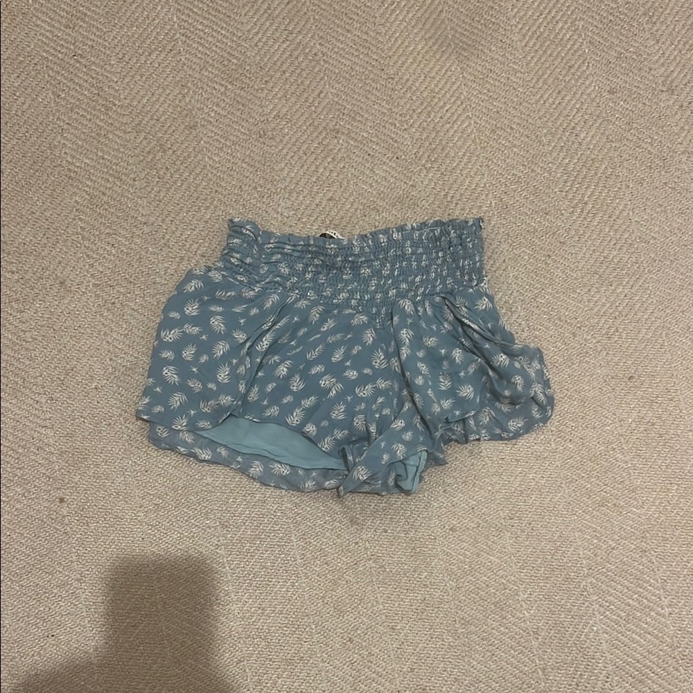 Blue Patterned Women's Shorts frilly